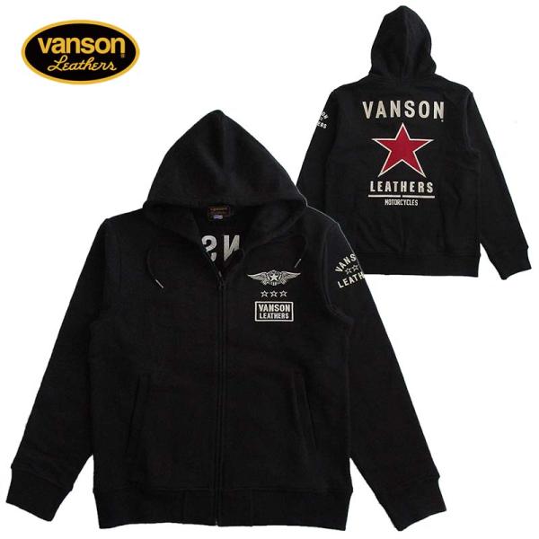 VANSON（バンソン） メンズ ZIPパーカー スウェット ワンスター ロゴ