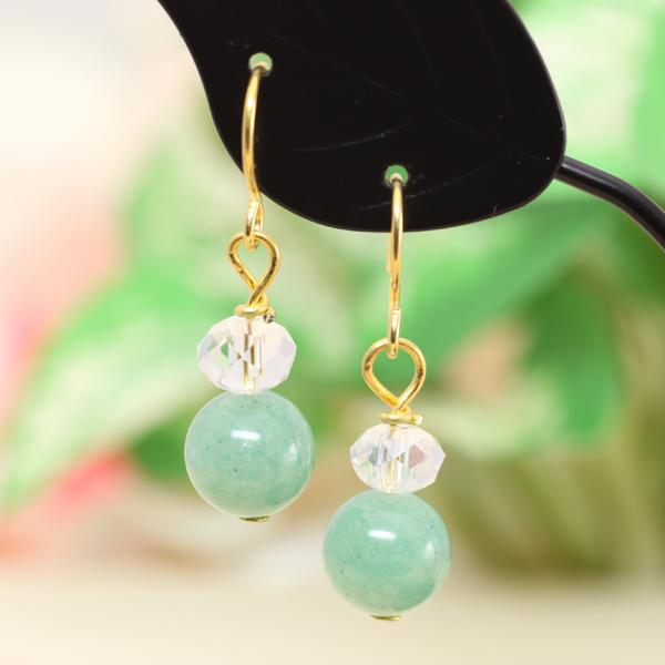 300円均一 天然石 アベンチュリン8mm玉 水晶ビーズピアス 金属アレルギー対応 チタンピアス イヤリングへの無料交換可 300corner 041 L L Shopping 通販 Yahoo ショッピング