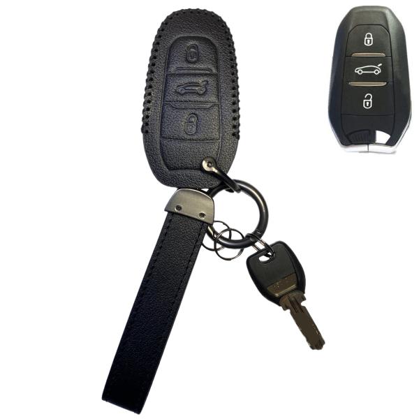 高級本革ストラップ付 プジョー Peugeo 301 408 508 2008 シトロエン C4L - C3-XR - DS5LS - DS6 高級 レザー 本革 スマートキー ケース(citroen-s-02)
