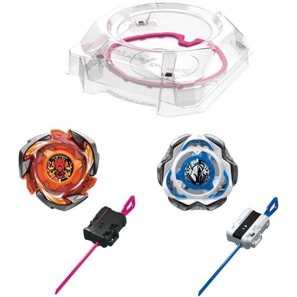 BEYBLADE X とは、超加速ギミック【Xダッシュ】による驚異的なスピードと衝撃でエクストリームなバトルを繰り広げるギアスポーツである。ブレードが3パーツに分解可能になり、性能をカスタマイズできるカスタムラインのベイブレード。特別カラー...