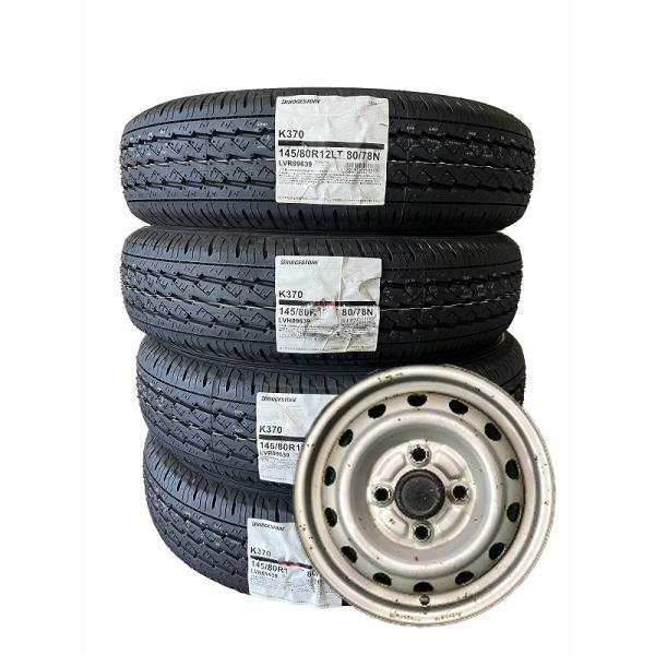 145/80R12 新品　ブリヂストン K307 中古アルミホイールセット 145/80R12 新品 ブリヂストン K307 中古アルミホイールセット