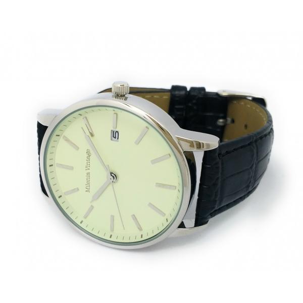 day watch (カレンダー機能付）メンズ腕時計 本革ベルト