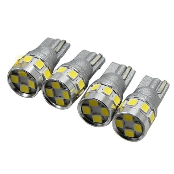 【4球セット】ナンバー灯に最適 ポジション球に最適 LED T10 LED T16 車検対応 2835SMD 6w ショートタイプ 12連 ホワイト【無極性】