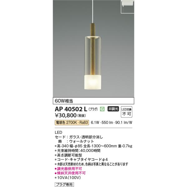KOIZUMI AP40502L ペンダントライト LED一体型 非調光 60W相当