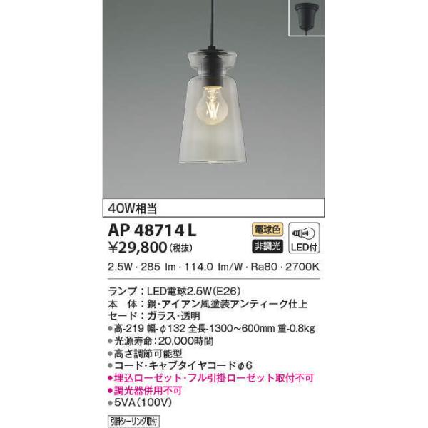 KOIZUMI（コイズミ） AP48714L ペンダントライト LEDランプ交換可能型