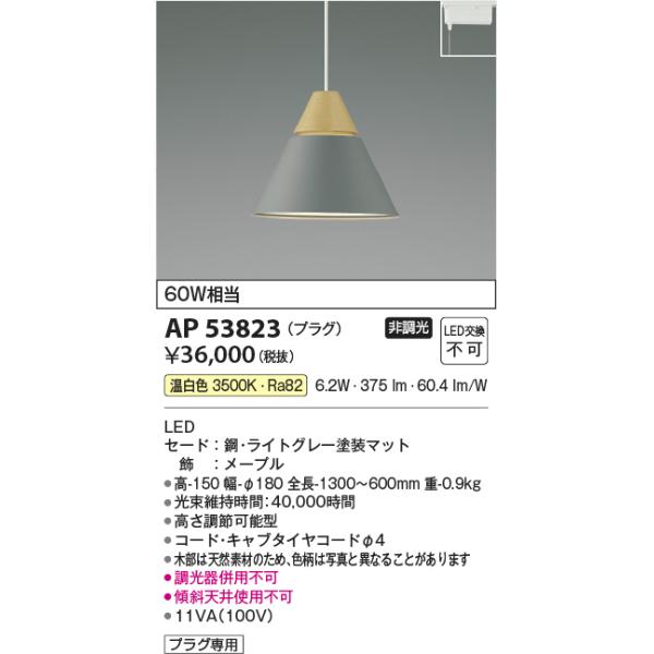 KOIZUMI（コイズミ） AP53823 ペンダントライト LED一体型 非調光 60W