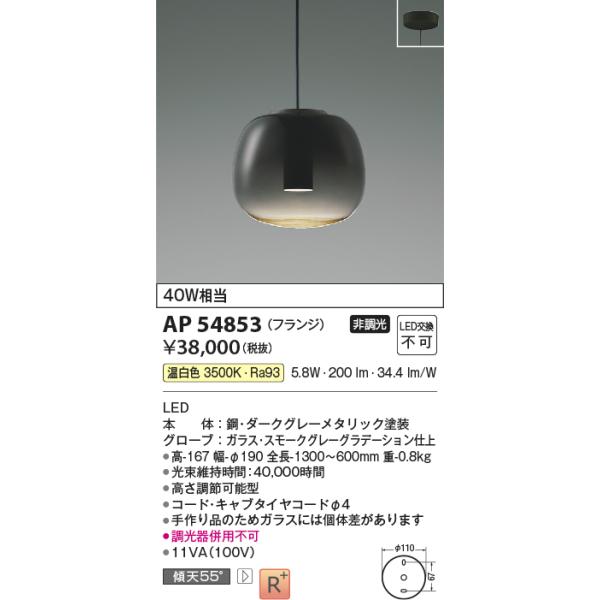 KOIZUMI（コイズミ） AP54853 ペンダントライト LED一体型 非調光 40W