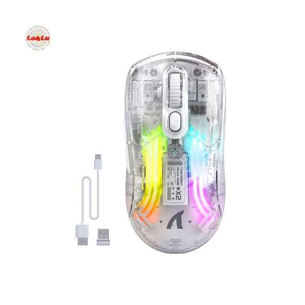 ゲーミングマウス 有線x2無線x2 バンジーおまけ MAMBASNAKE X2 ゲーミングマウス 透明 スケルトン おしゃれ 3モード