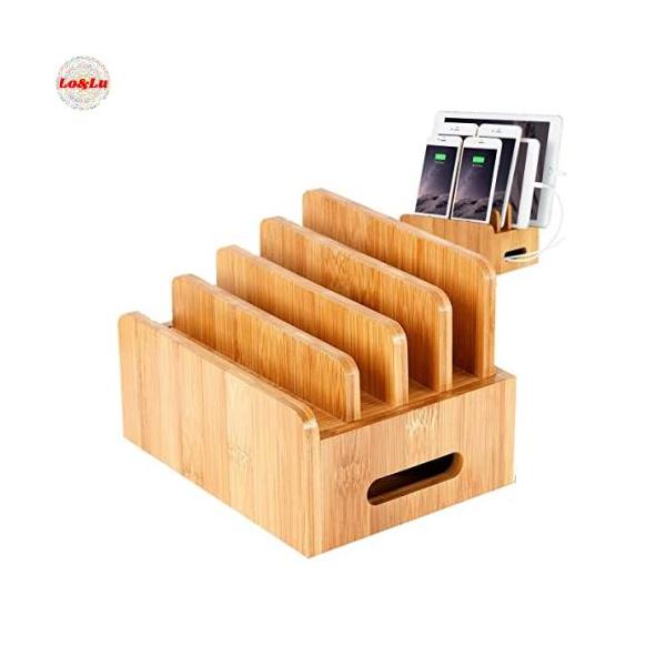 他サイト： 竹製 充電スタンド 卓上ホルダー Usb モバイル機器をスッキリ収納 iPhone/iPad/Gの商品画像