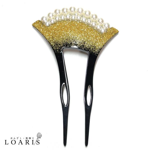 2連パールトップのバチ型かんざし