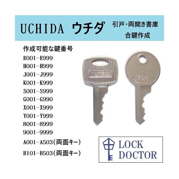 UCHIDA(ウチダ,内田洋行)書庫 合鍵 鍵番号打刻 スペアキー E印 H印 J印