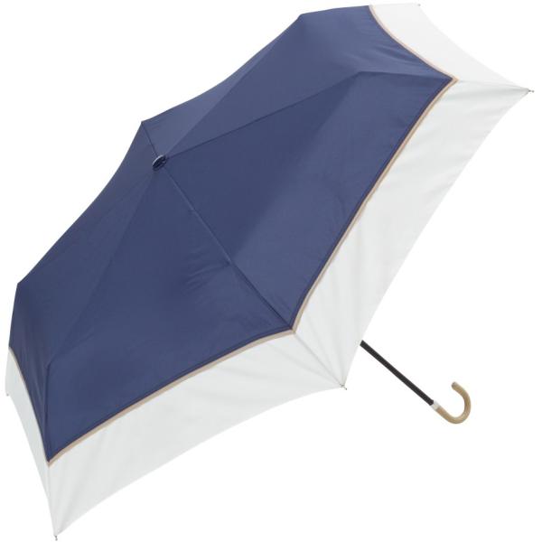 折りたたみ傘 プレーンバイカラー  ミニ 50cm ネイビー 雨傘 BE-01848-NV｜ギフト包装可能