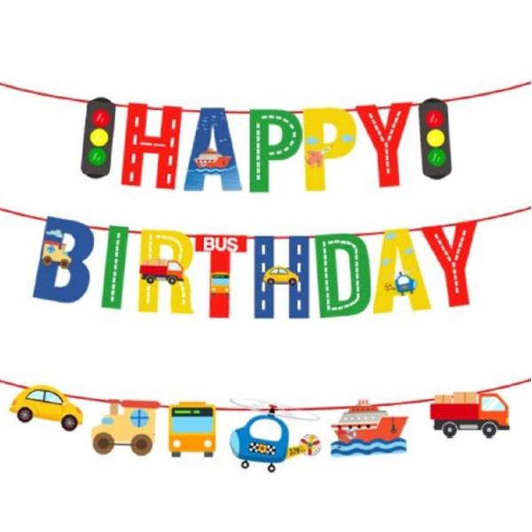 信号機、車、汽車、バス、ヘリコプター、船、トラック、飛行機、乗り物みんな集まれ♪子どものお誕生日のお祝いを可愛いガーランドで演出しませんか。★。・゜☆゜・。★。・゜☆゜・。?。信号機がひきいる乗り物がいっぱい見ているだけで楽しくなっちゃうパ...