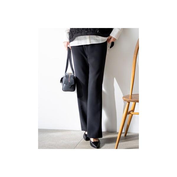23区（大きいサイズ） ストレッチダブルクロス フレアパンツ （ブラック系）