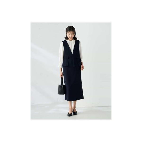 a.v.v（アー・ヴェ・ヴェ） ペプラムドッキングワンピース （ネイビー