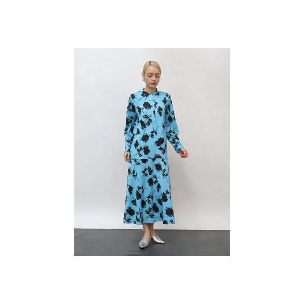 アーガ Aga フラワーモチーフプリントワンピース （ライトブルー