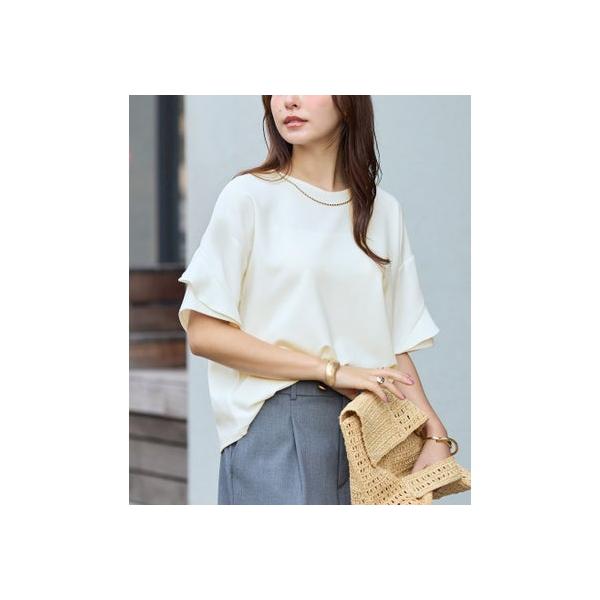 アロッタ Alotta 【4つの機能付】フリル袖Tシャツブラウス （オフホワイト）