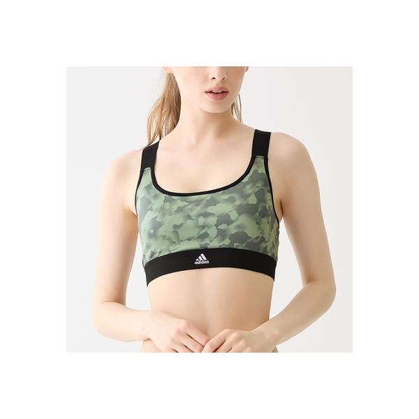 アディダス adidas スポーツブラ ハーフトップ 吸汗速乾 （モスグリーン）
