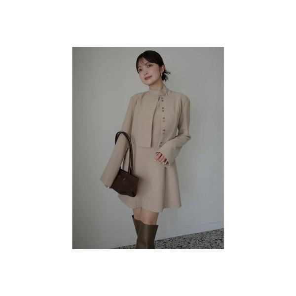 タグ付新品 anuans カットジョーゼットショートカーディガン BEIGE 2