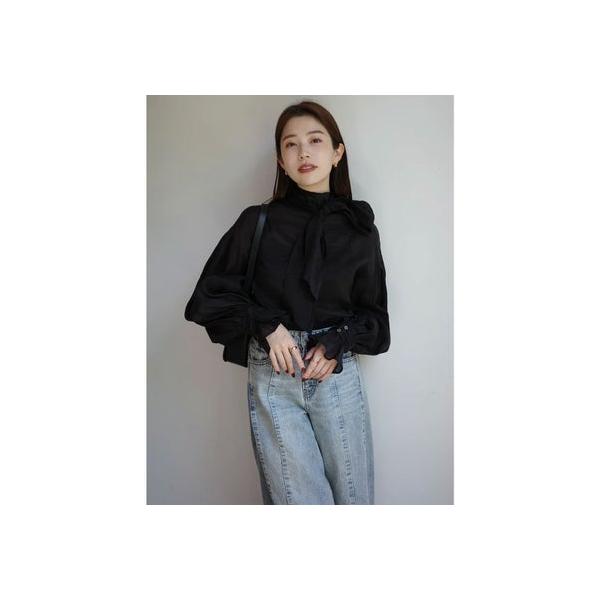 anuans（アニュアンス） ハイネックシアーボウタイブラウス （BLACK