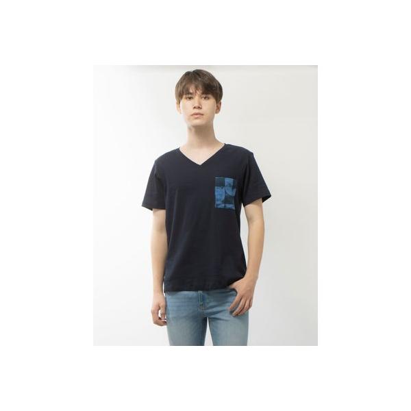 アズ as 高島ちぢみ綿100%日本製さらっと半袖Tシャツ （ネイビー）