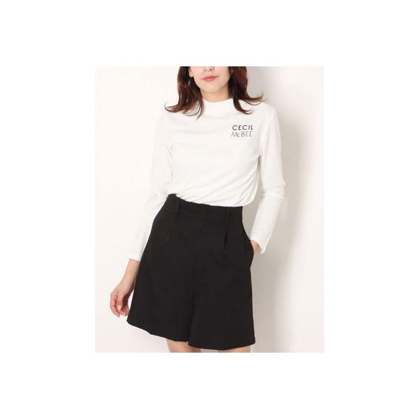 セシルマクビーグリーン CECIL McBEE green ロゴ モックネックLS （WH