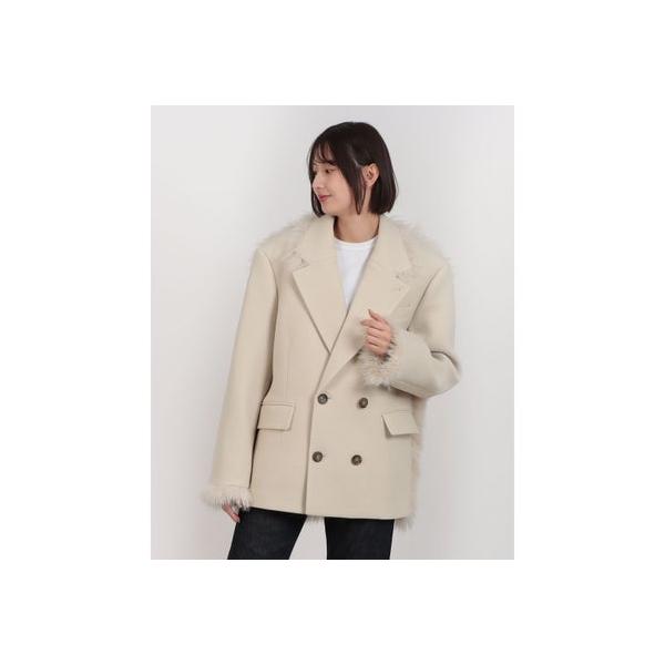 CLANE（クラネ） CLANE FAKE FUR DOCKING OVER COAT（ECRU 