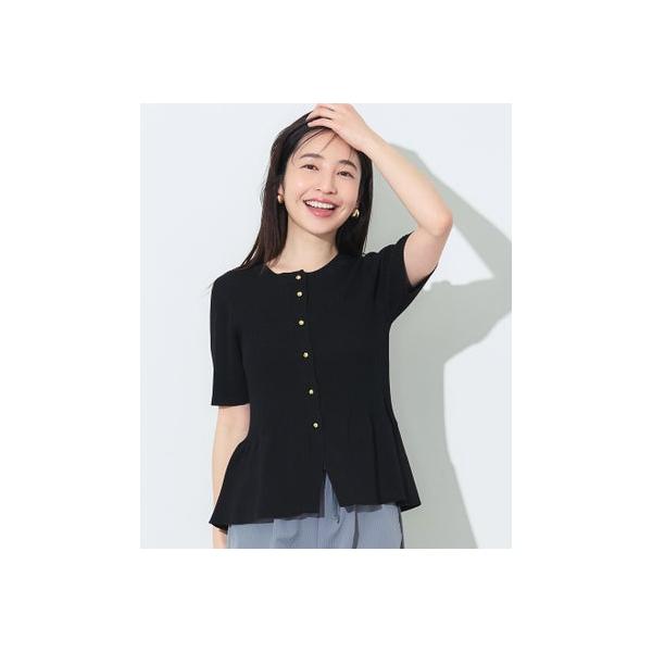 コカ coca リブニット半袖ペプラムカーディガン （Black）