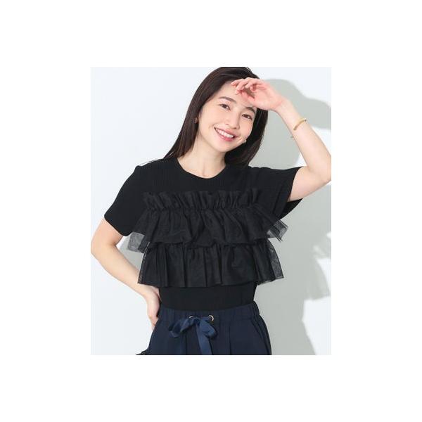 シルク100% TOCCA トッカ フリル リブニット トップス 半袖　ブラック coca（コカ） 半袖フリルニットトップス （Black） : ブランド公式