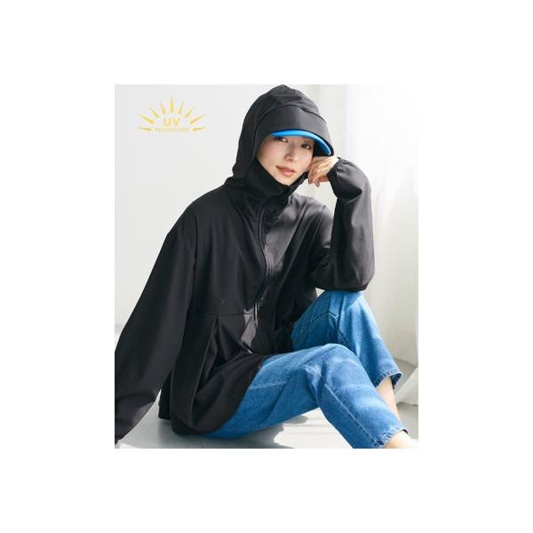 コカ coca UVカットタックぺプラムパーカー （Black）