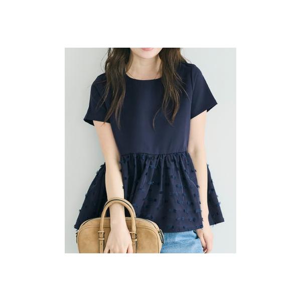コカ coca リボンジャカードドッキングブラウス （Navy）