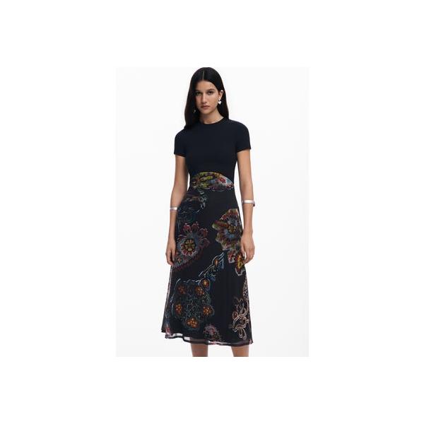 デシグアル Desigual ラクロワのコンビネーションドレス （グレー/ブラック）