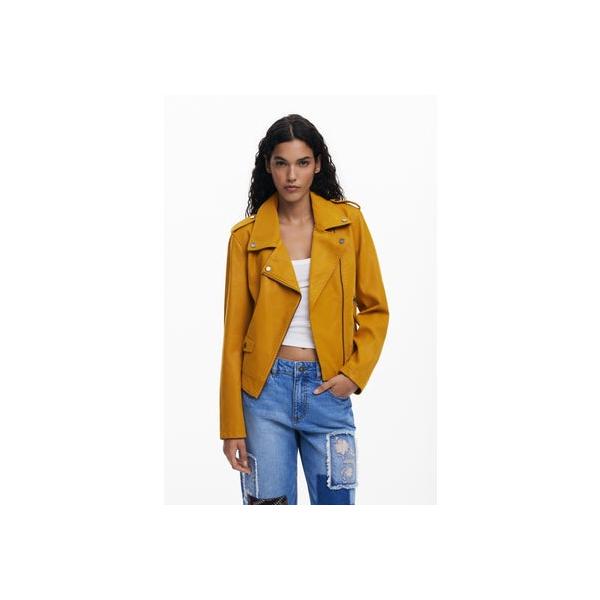 Desigual（デシグアル） レザー風バイカージャケット （イエロー