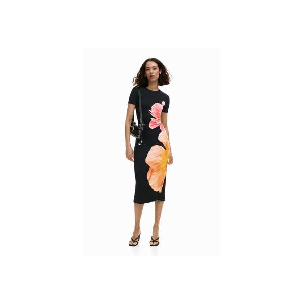 デシグアル Desigual 花柄のロングドレス （グレー/ブラック）