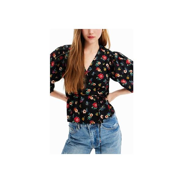 デシグアル Desigual EMMA ブラウス3/4スリーブ （グレー/ブラック）