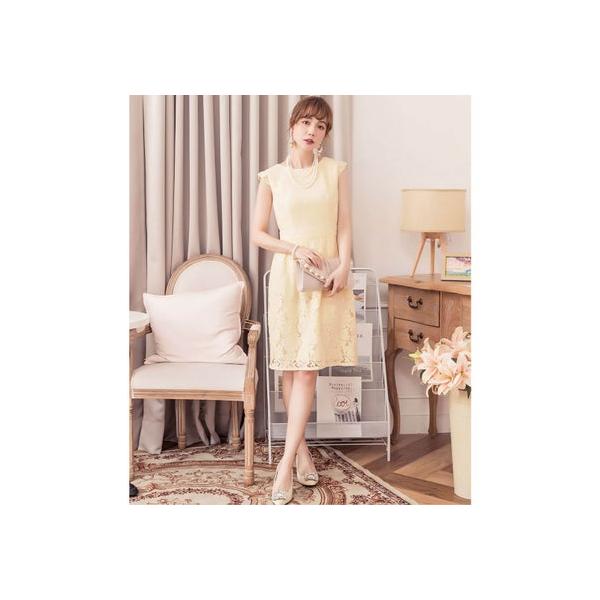 ドレスプラス DRESS+ バックリボン＆総レースワンピース＆スカートの結婚式ワンピース・お呼ばれパーティードレス （ベージュ）