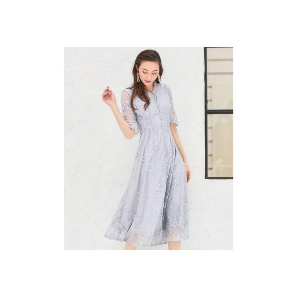ドレスプラス DRESS+ ドレス ワンピース ロングガウン レース 結婚式 パーティードレス （グレー）
