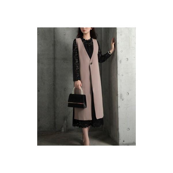 ドレスプラス DRESS+ ワンピース ノースリトレンチ 2点セット パーティー 普段使い （クリアブラウン）