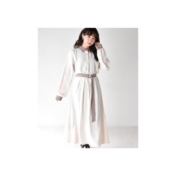 ワンピース シャツ グレー アイボリー ベージュ ブラウン ワンピース レディースファッション通販