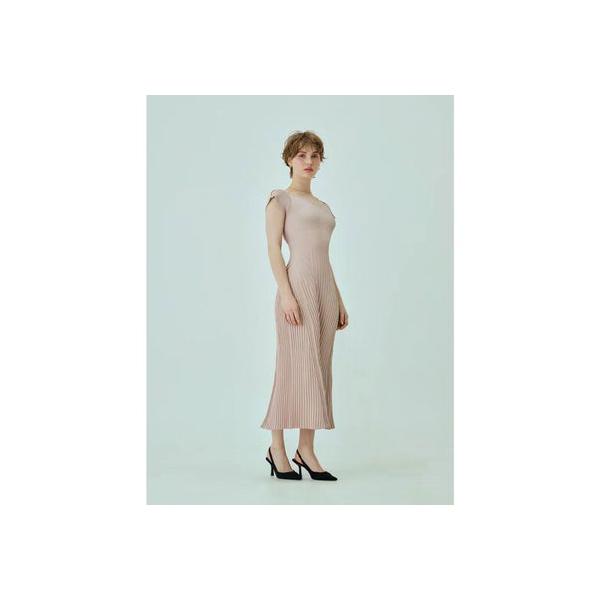 エイミーイストワール EIMY ISTOIRE フレンチスリーブリブニットフレアワンピース （LIGHT PINK）