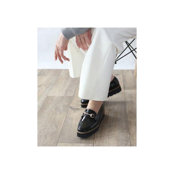 Fin（フィン） スクエアトゥ厚底ビットローファー【低反発スポンジ入り