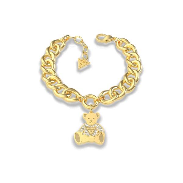 ゲス GUESS VINTAGE BEAR Bear Charm Curb Chain Bracelet (Gold) （GOLD）