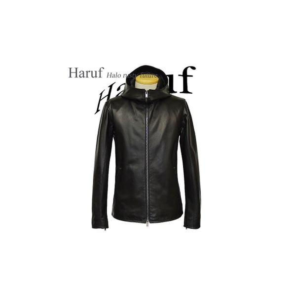 ハルフ Haruf 本革 フード付きレザージャケット ライダースジャケット