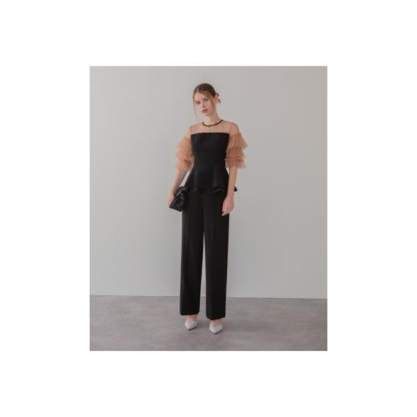 レジャ Leja チュールスリーブペプラムセットアップパンツドレス2点