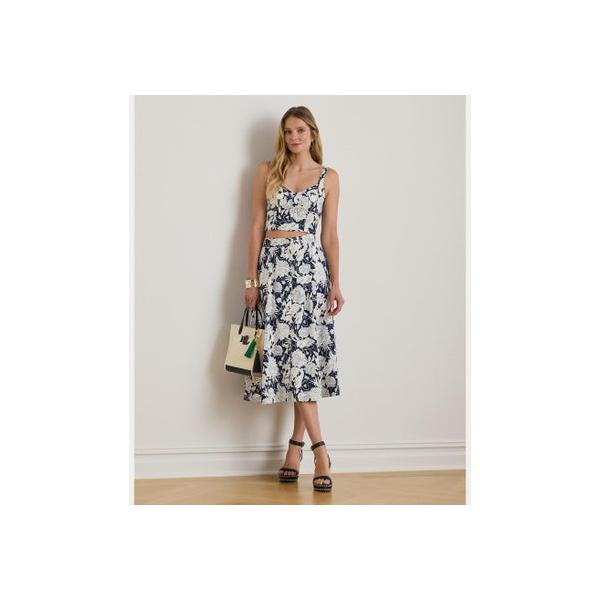 ローレン ラルフ LAUREN RALPH フローラル ボタンフロント リネン