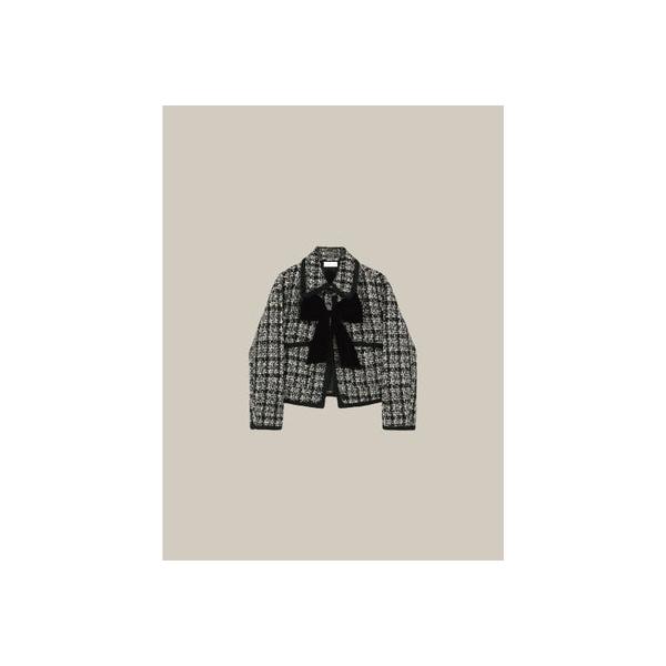 ラポミ プチ LA POMME petit Ribbon Piping Tweed Jacket （Black
