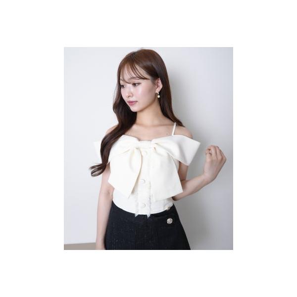 LIP SERVICE（リップサービス） ツイードリボンオフショルトップス