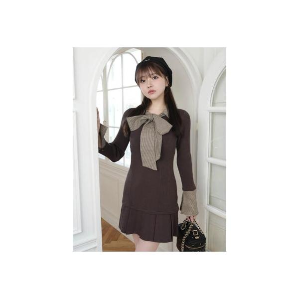 LIP SERVICE（リップサービス） フロントZIPニットプリーツワンピース