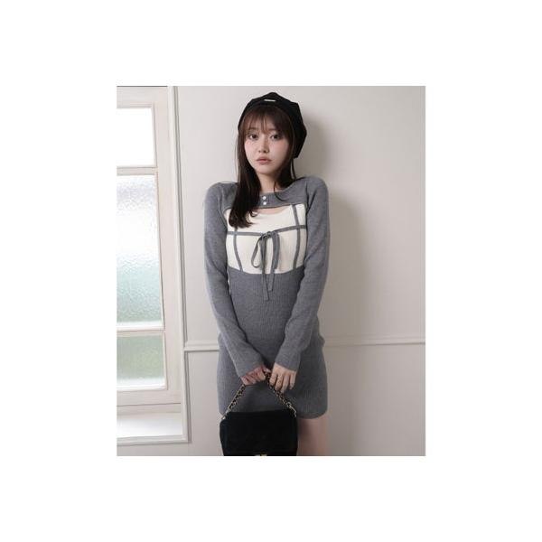 LIP SERVICE（リップサービス） デコルテオープンバイカラーリボン