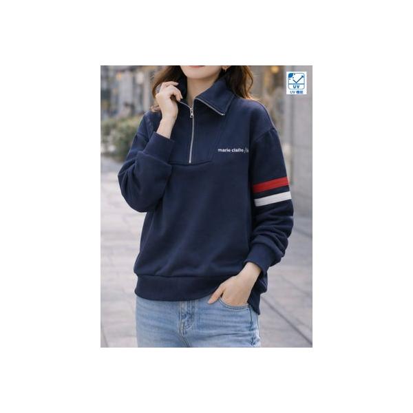 マリ クレール ビス marie claire bis UV ハーフジップトップス （ネイビー）